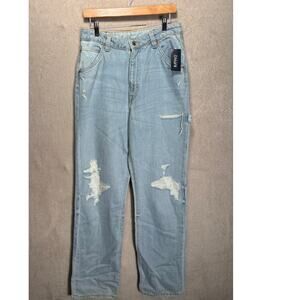 Buffalo Super High Rise Loose Straight‎ Light Wash Denim Jean Womens Size 32